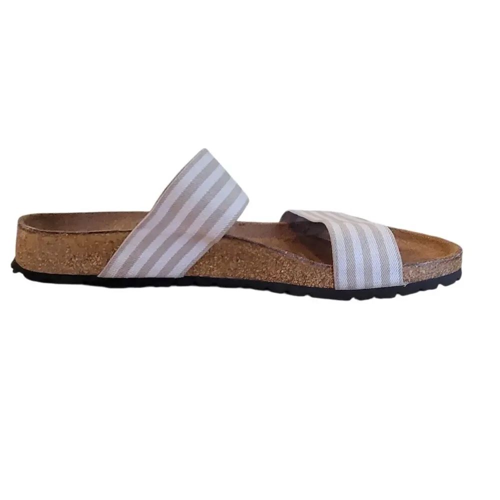 Birkenstock Birkies Womens Curacao Stripe Stretch Straps Sandal Slides 40